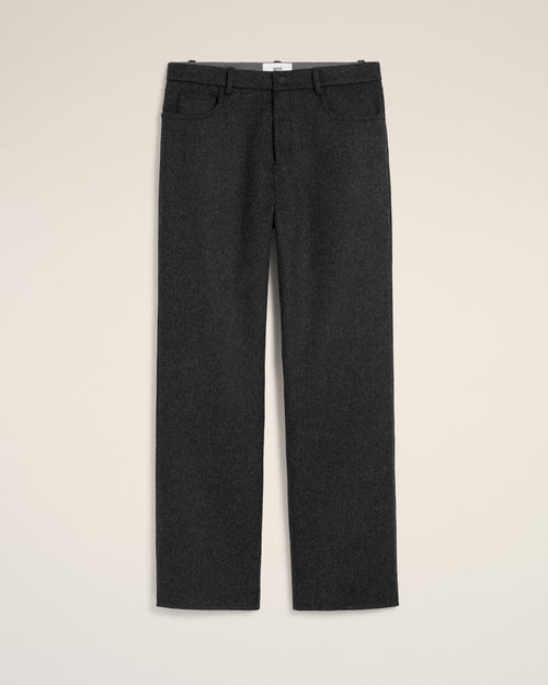 Grey Wool Large Fit Trousers - 2 - Ami Paris