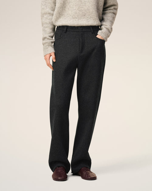 Pantalón de corte amplio de lana gris - 3 - Ami Paris