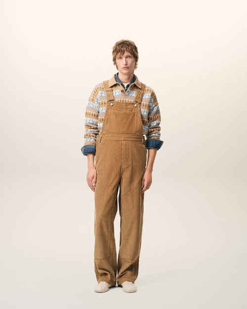 Brown Cotton Worker Overalls - 1 - Ami Paris