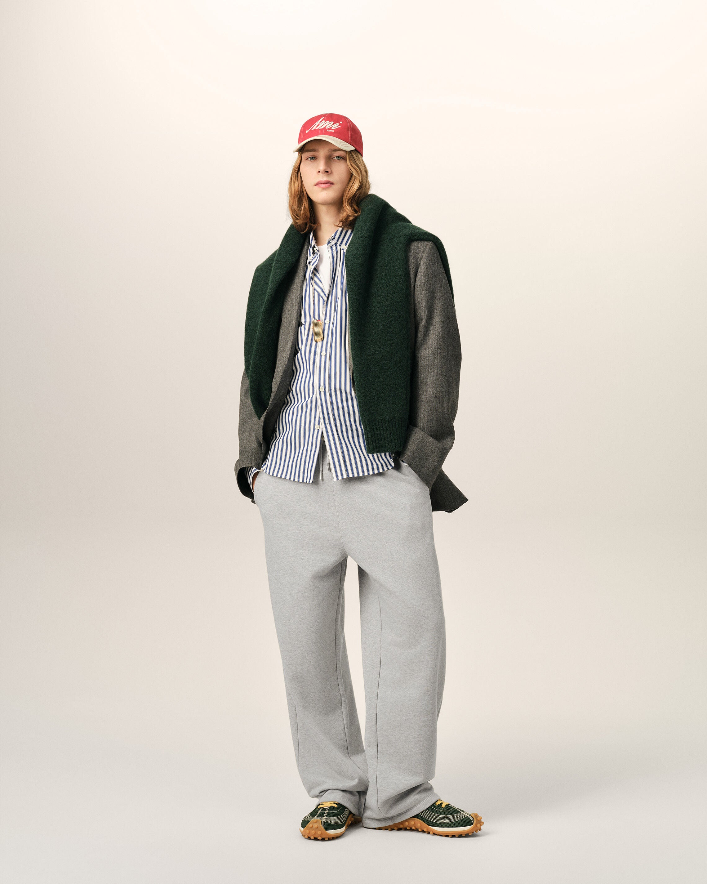 Grey cotton track pants with Ami de Coeur - 2