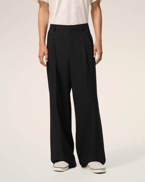 Black New Wool Low Waist Wide Trousers - 3 - Ami Paris