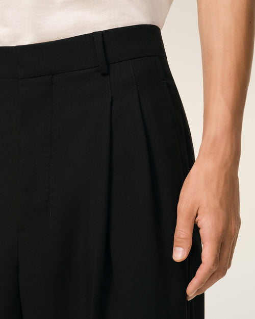 Black New Wool Low Waist Wide Trousers - 5 - Ami Paris