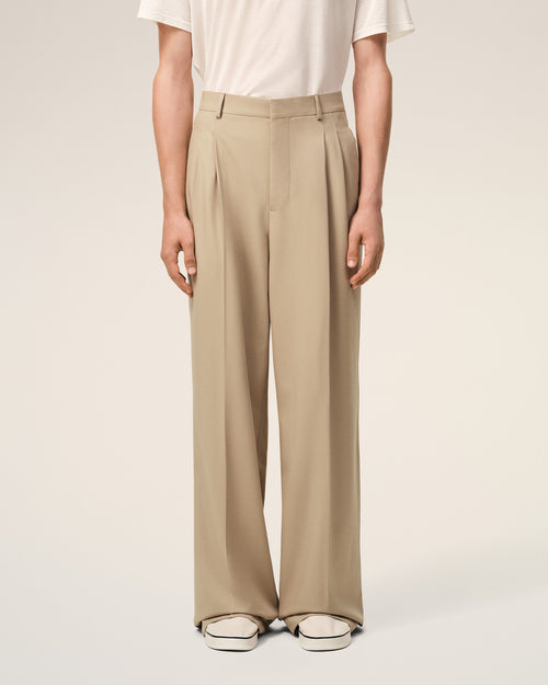 Pantalon Large Beige Taille Basse en Laine Vierge - Homme - 3 - AMI Paris - Ami Paris