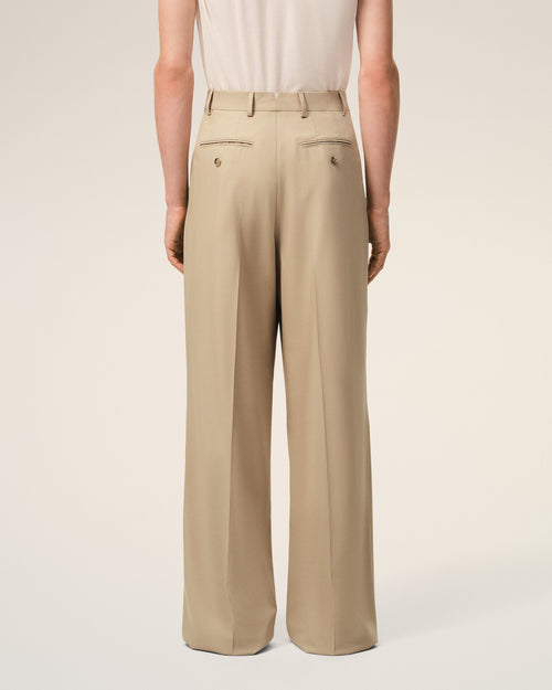 Beige New Wool Low Waist Wide Trousers - Man - 4 - AMI Paris - Ami Paris