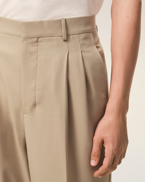 Pantalon Large Beige Taille Basse en Laine Vierge - Homme - 5 - AMI Paris - Ami Paris