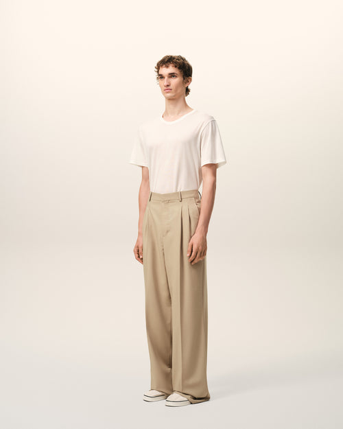 Beige New Wool Low Waist Wide Trousers - Man - 6 - AMI Paris - Ami Paris