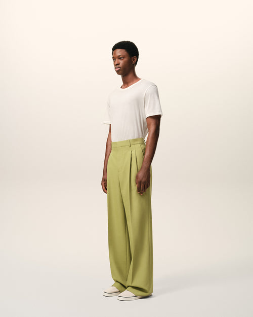 Green New Wool Low Waist Wide Trousers - Man - 6 - AMI Paris - Ami Paris