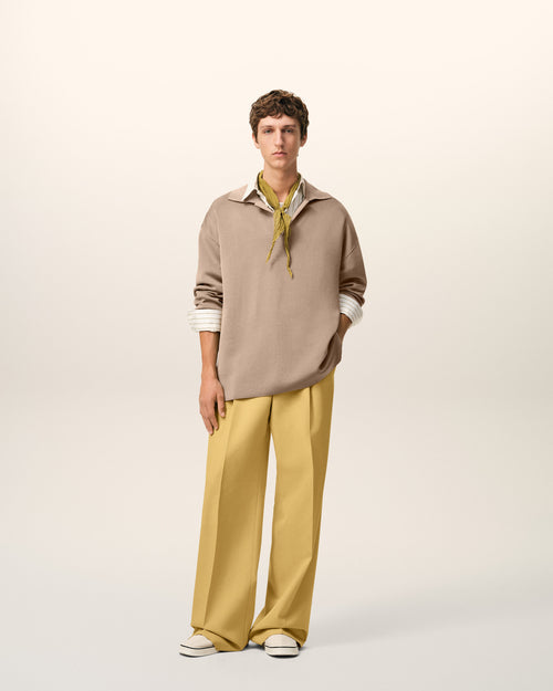 Yellow New Wool Low Waist Wide Trousers - 1 - Ami Paris
