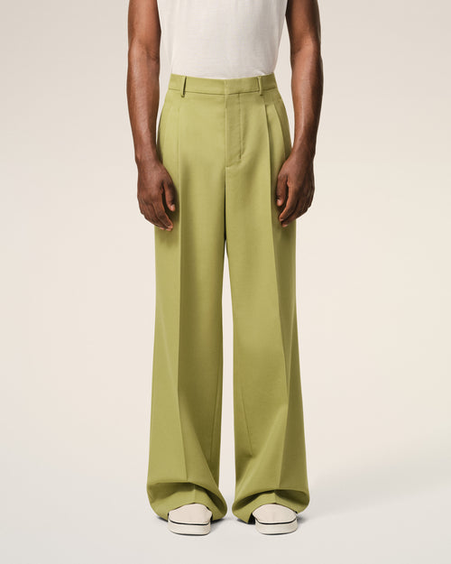 Green New Wool Low Waist Wide Trousers - Man - 3 - AMI Paris - Ami Paris