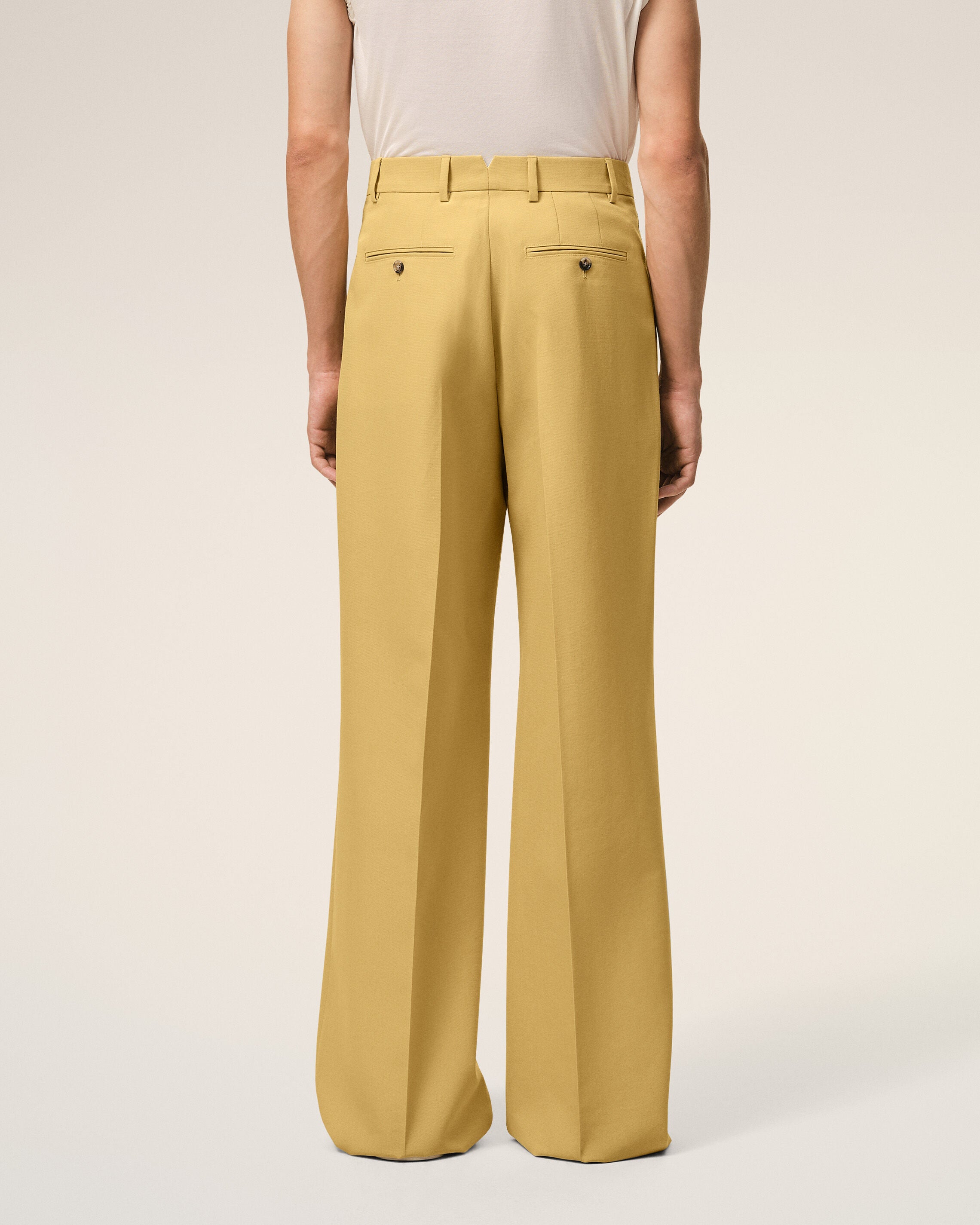 Yellow New Wool Low Waist Wide Trousers - 4