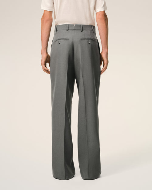 Pantalon Large Gris Taille Basse en Laine Vierge - Homme - 4 - AMI Paris - Ami Paris