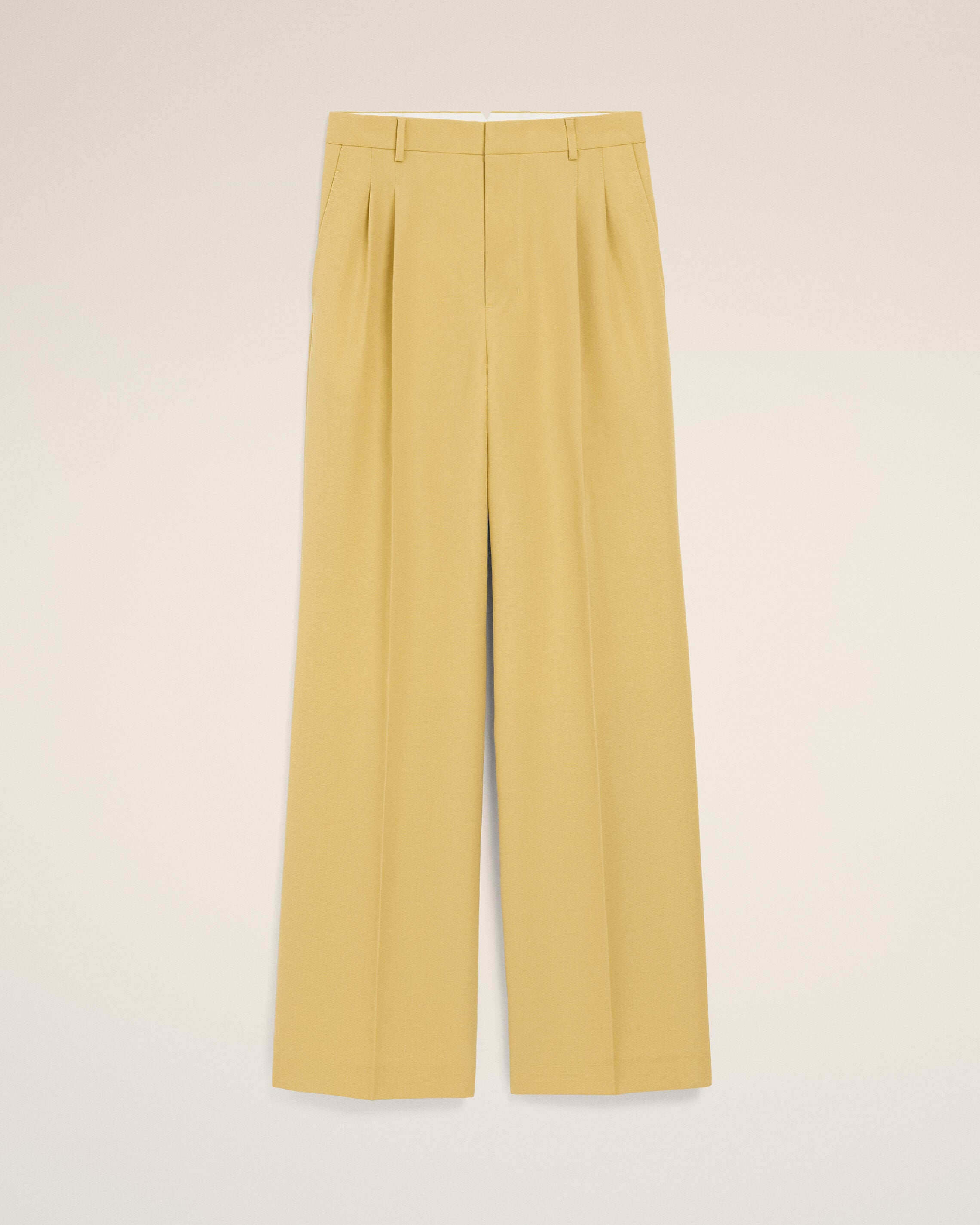 Yellow New Wool Low Waist Wide Trousers - 1