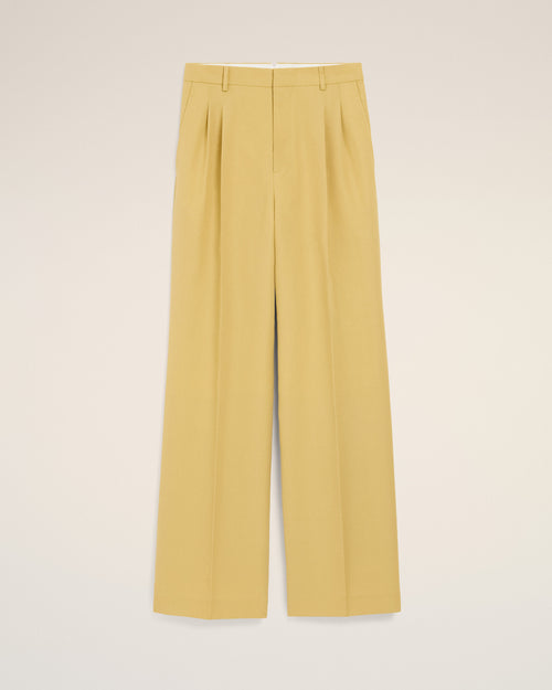Yellow New Wool Low Waist Wide Trousers - 2 - Ami Paris