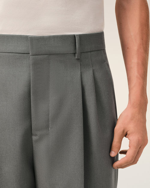 Grey New Wool Low Waist Wide Trousers - 5 - Ami Paris