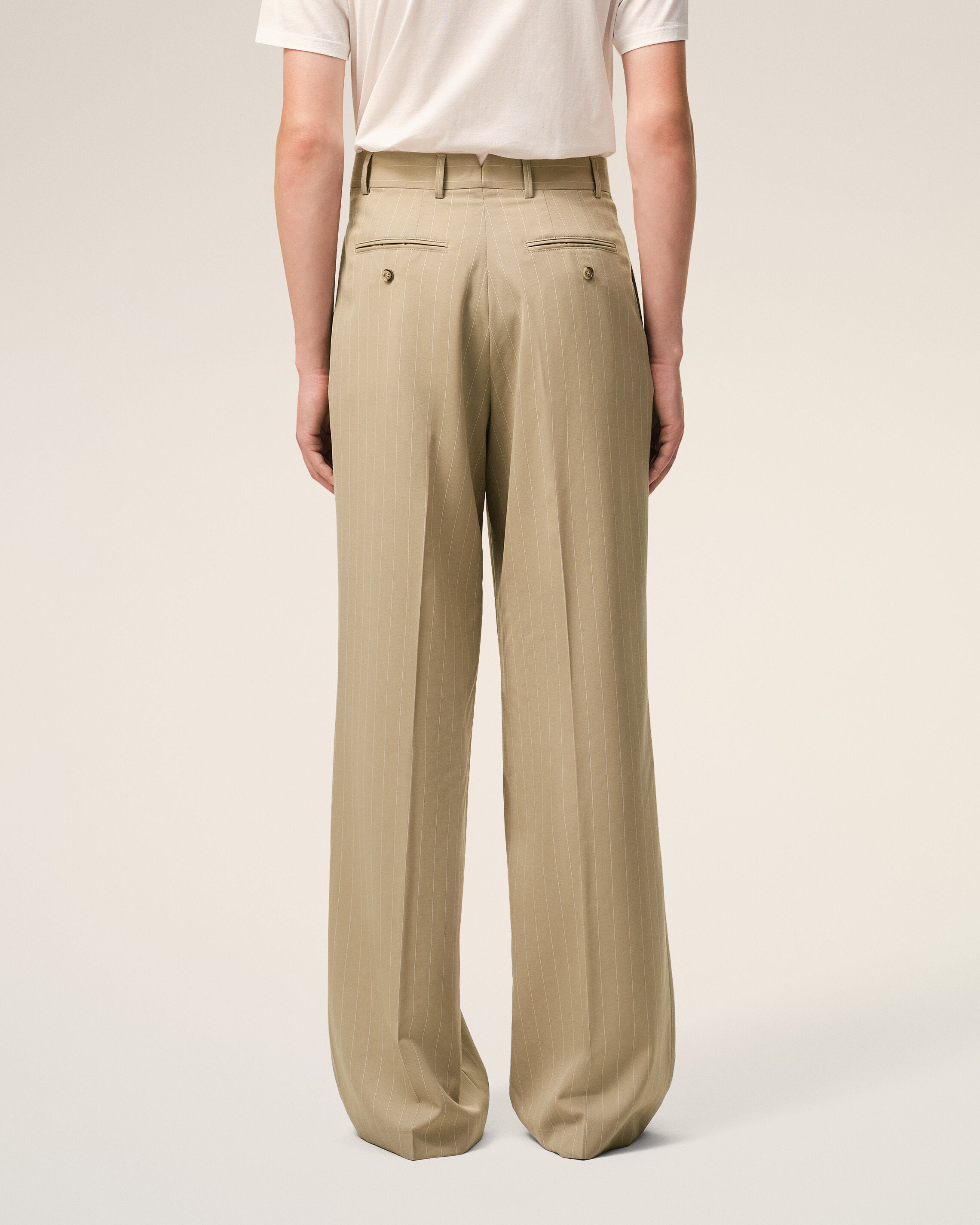 Beige New Wool Low Waist Wide Trousers - 4