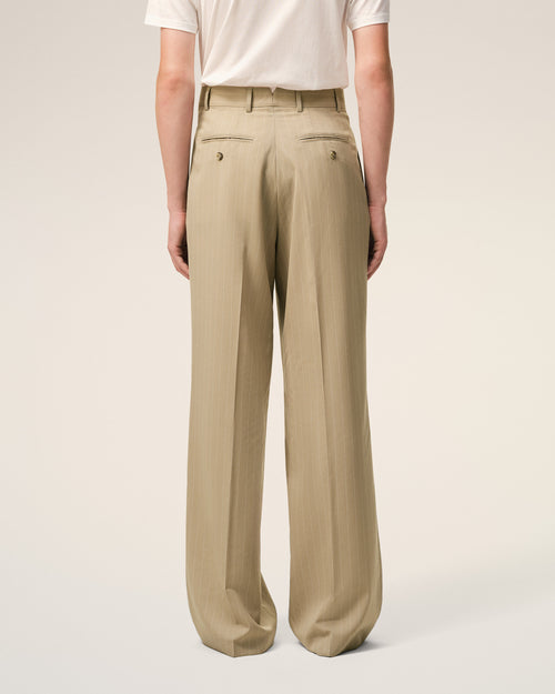 Beige New Wool Low Waist Wide Trousers - Man - 4 - AMI Paris - Ami Paris