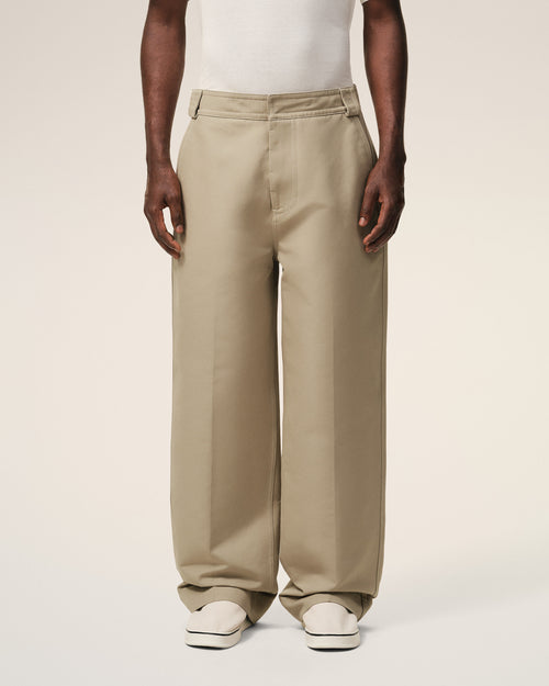 Beigefarbene Baumwollhose mit weitem Schnitt - Herren - 3 - AMI Paris - Ami Paris