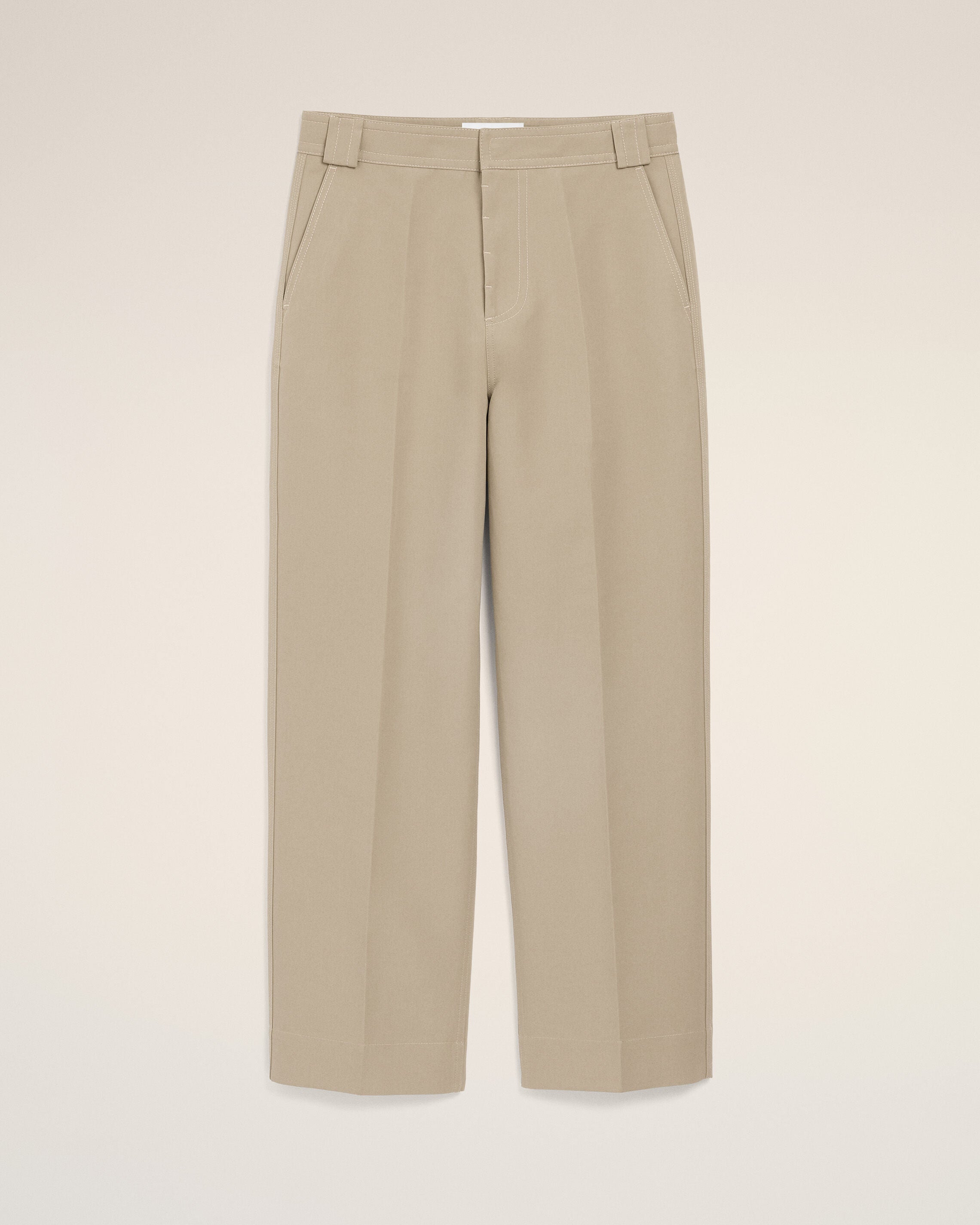 Beige Cotton Baggy Trousers - 1