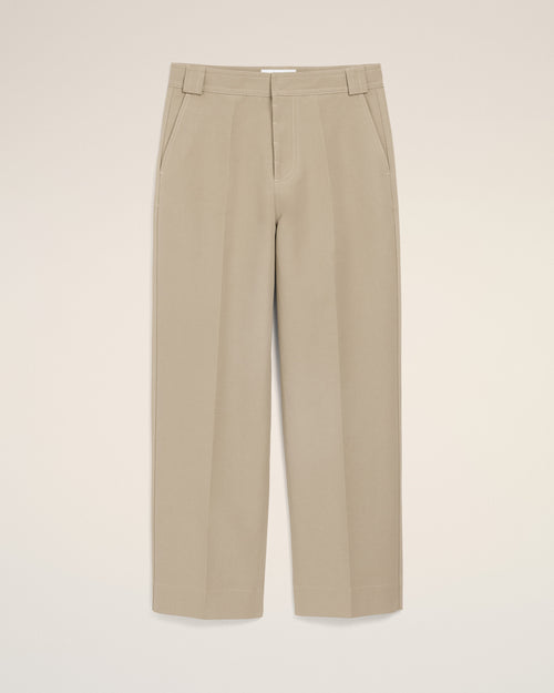 Beige Cotton Baggy Trousers - 1 - Ami Paris