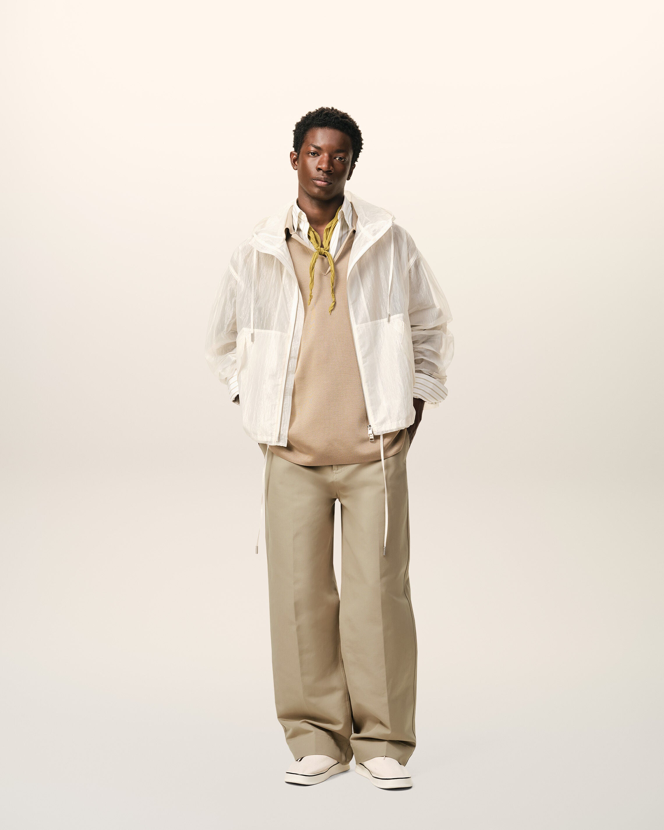 Beige Cotton Baggy Trousers - 2