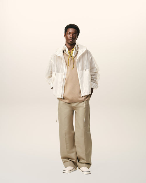 Beige Cotton Baggy Trousers - 1 - Ami Paris