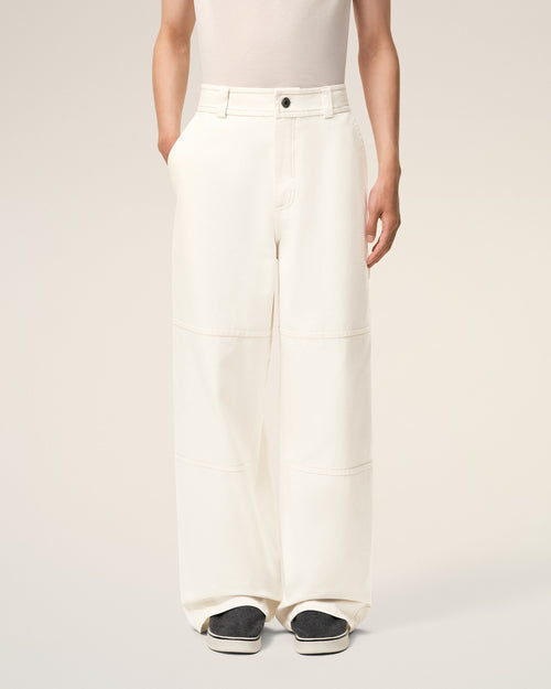 White Cotton Worker Trousers - Man - 3 - AMI Paris - Ami Paris
