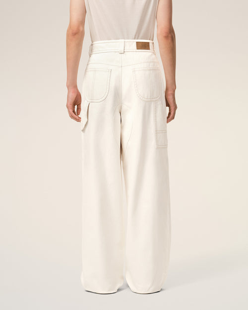 Pantalón Worker blanco de algodón - 4 - Ami Paris