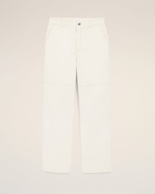 Pantalón Worker blanco de algodón - 1 - Ami Paris