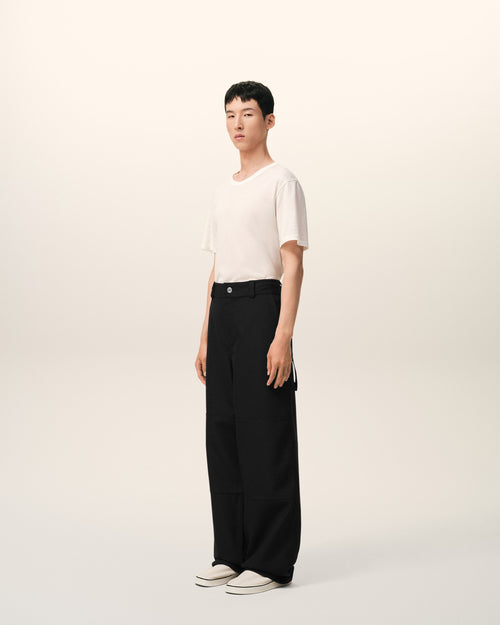 Black New Wool Worker Trousers - 6 - Ami Paris