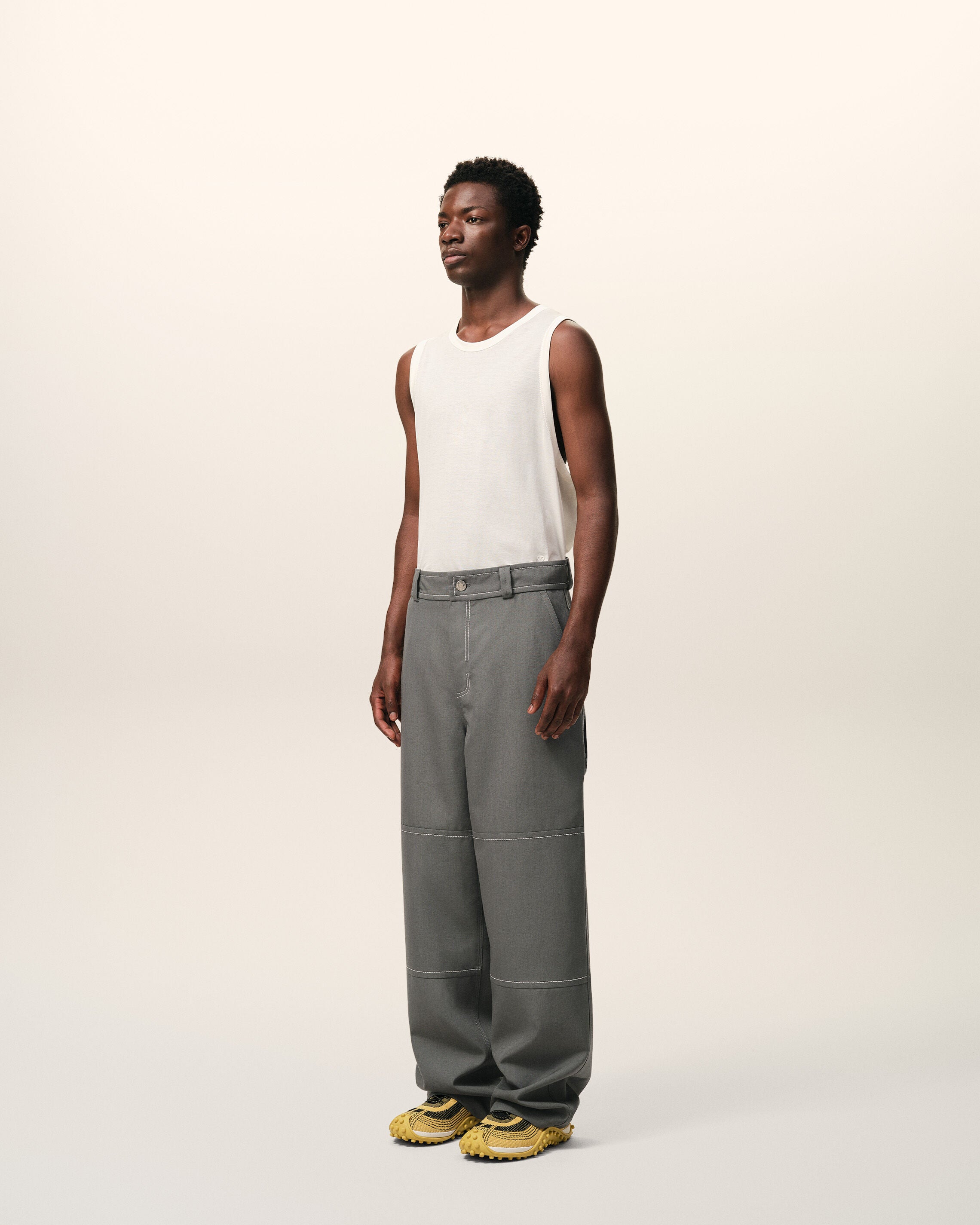 Pantalon Worker Gris en Laine Vierge - 6
