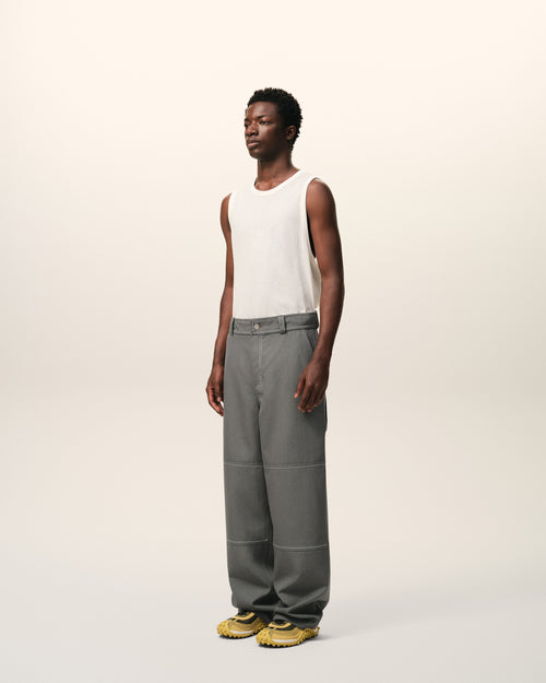 Pantalon Worker Gris en Laine Vierge - Homme - 6 - AMI Paris - Ami Paris
