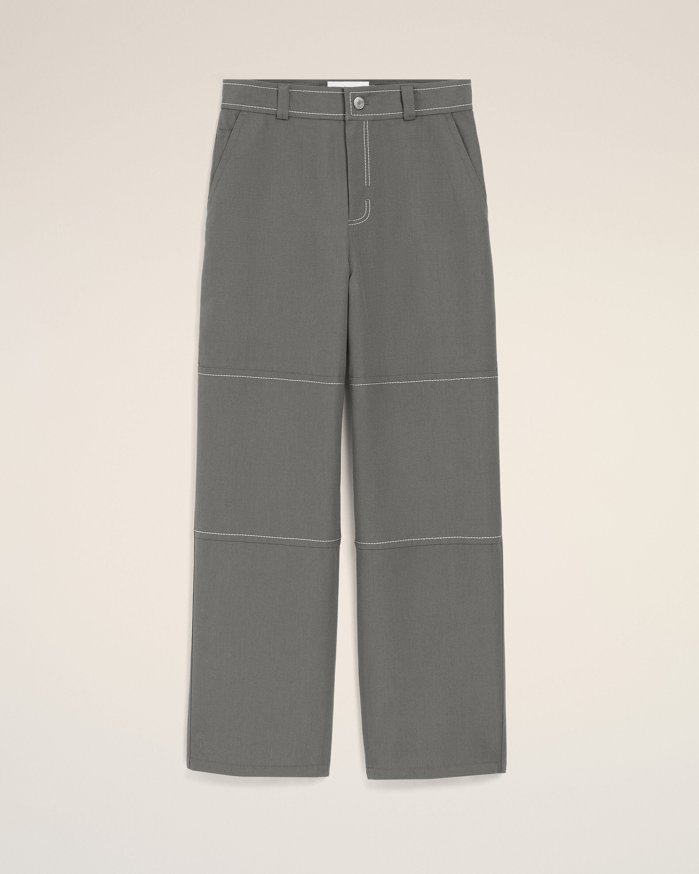 Pantalon Worker Gris en Laine Vierge - 1