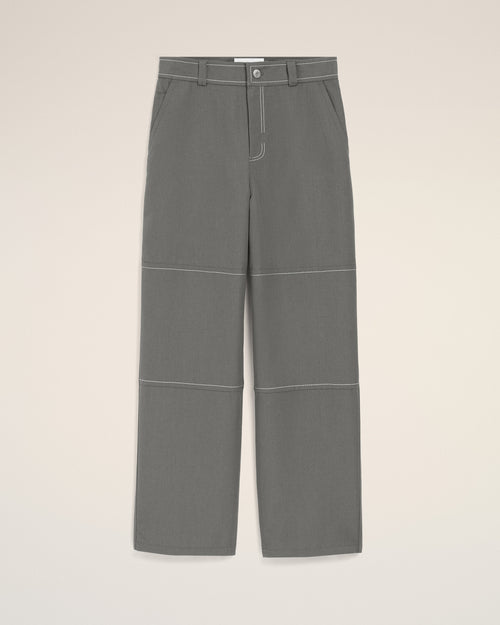 Grey New Wool Worker Trousers - 2 - Ami Paris