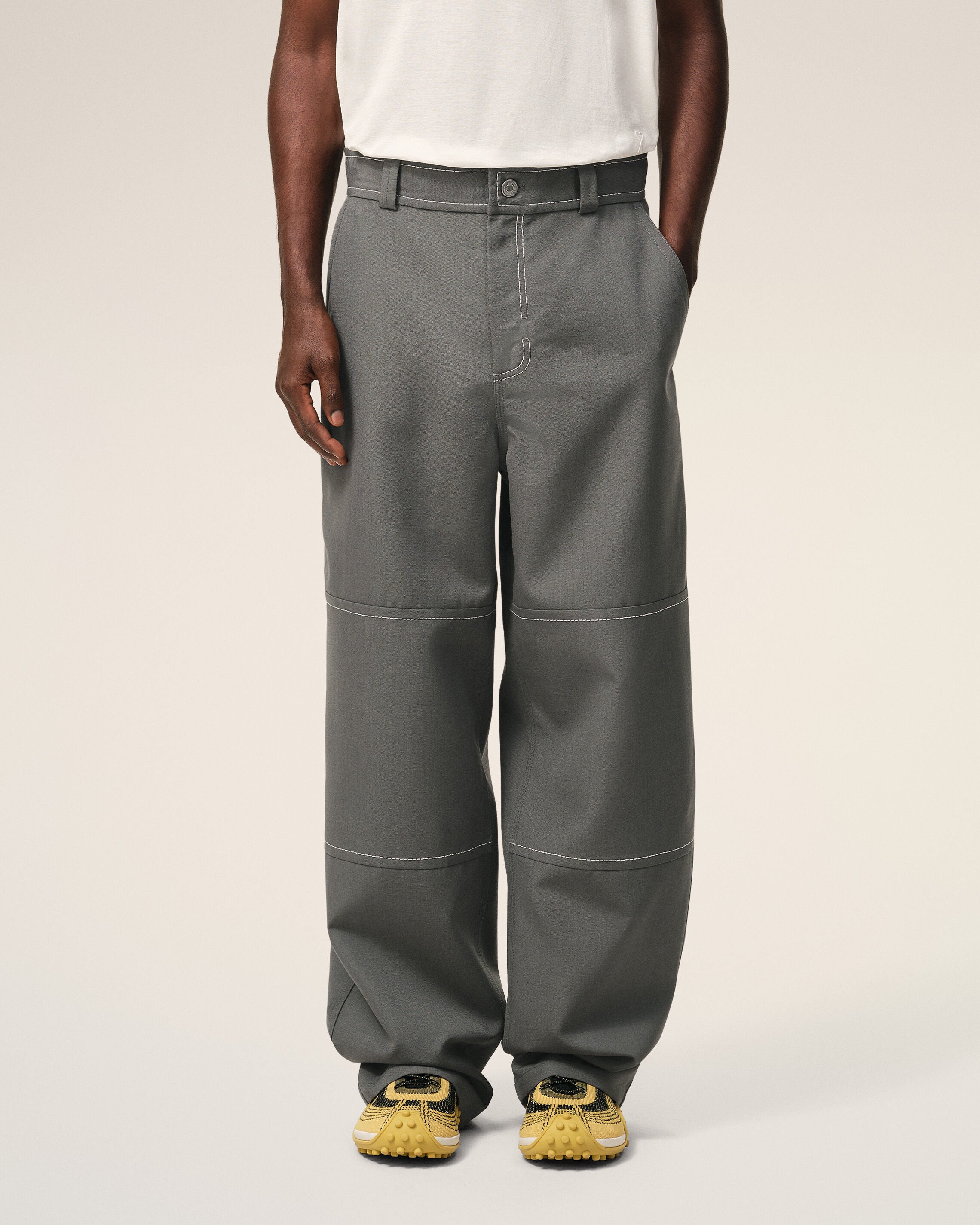 Pantalon Worker Gris en Laine Vierge - 3