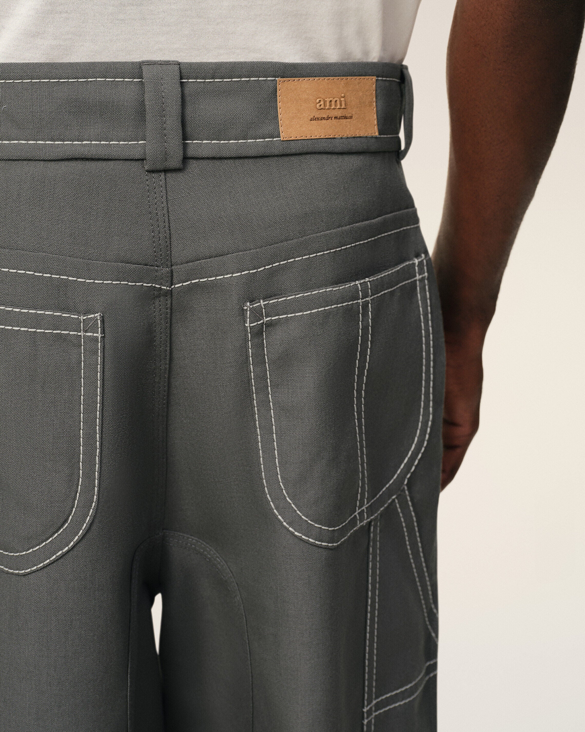 Pantalon Worker Gris en Laine Vierge - 5