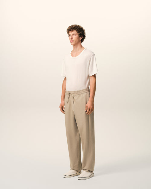 Pantalon Beige Taille Elastiquée en Coton - Homme - 6 - AMI Paris - Ami Paris