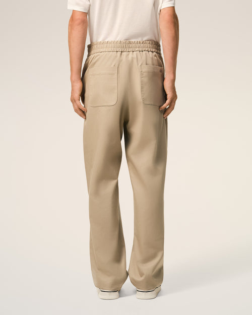 Pantalon Beige Taille Elastiquée en Coton - Homme - 4 - AMI Paris - Ami Paris