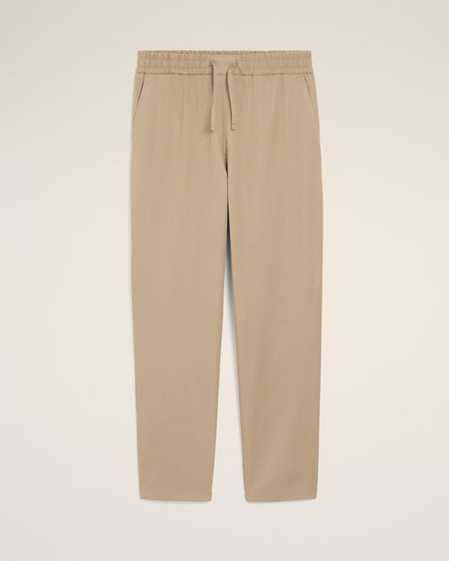 Beige Cotton Elasticated Waist Trousers - 1 - Ami Paris