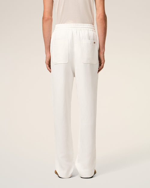 White Blended Linen Elasticated Waist Trousers - Man - 4 - AMI Paris - Ami Paris