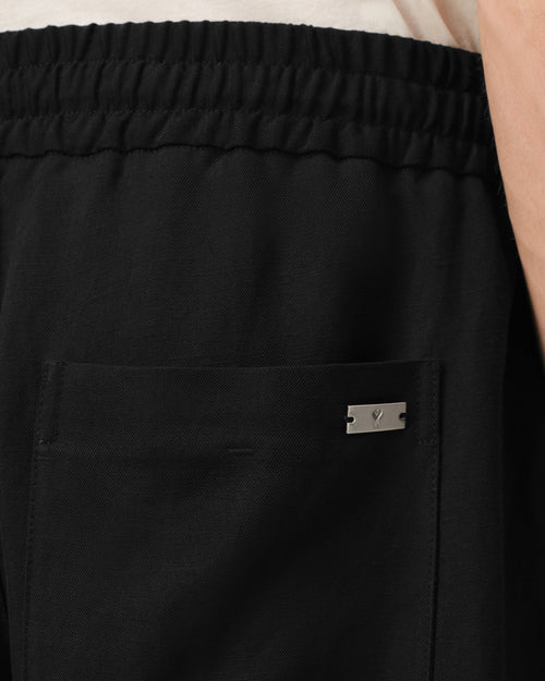 Pantalon Noir Taille Elastiquée en Lin Mélangé - Homme - 5 - AMI Paris - Ami Paris