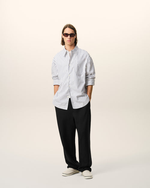 Pantalon Noir Taille Elastiquée en Lin Mélangé - Homme - 2 - AMI Paris - Ami Paris