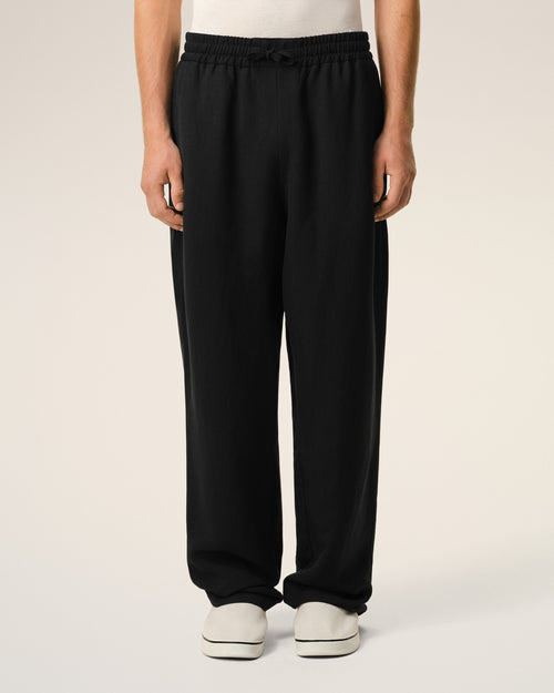 Pantalon Noir Taille Elastiquée en Lin Mélangé - Homme - 3 - AMI Paris - Ami Paris