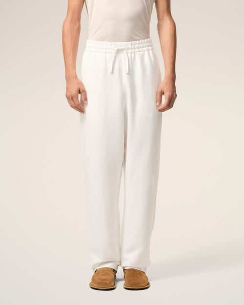 White Blended Linen Elasticated Waist Trousers - Man - 3 - AMI Paris - Ami Paris