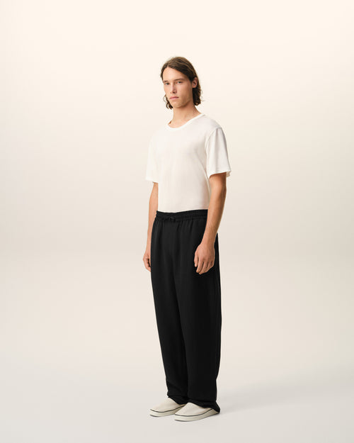 Black Blended Linen Elasticated Waist Trousers - Man - 6 - AMI Paris - Ami Paris