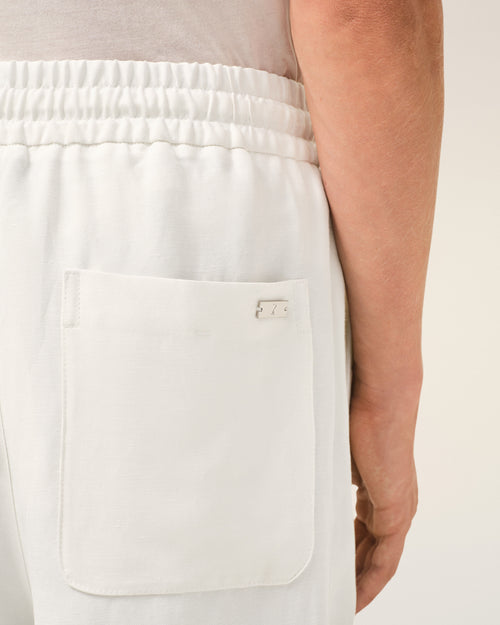 White Blended Linen Elasticated Waist Trousers - Man - 5 - AMI Paris - Ami Paris
