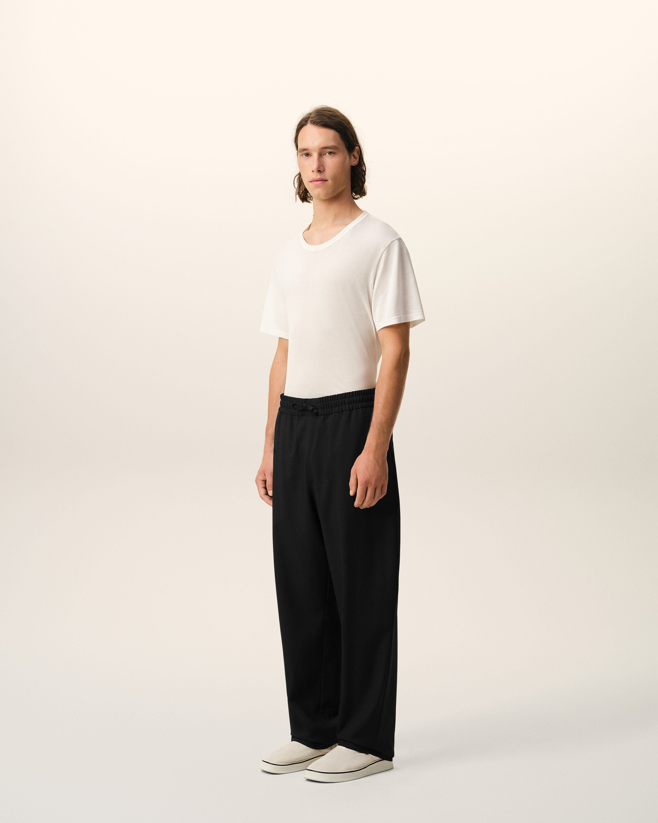 Black New Wool Elasticated Waist Trousers - 6