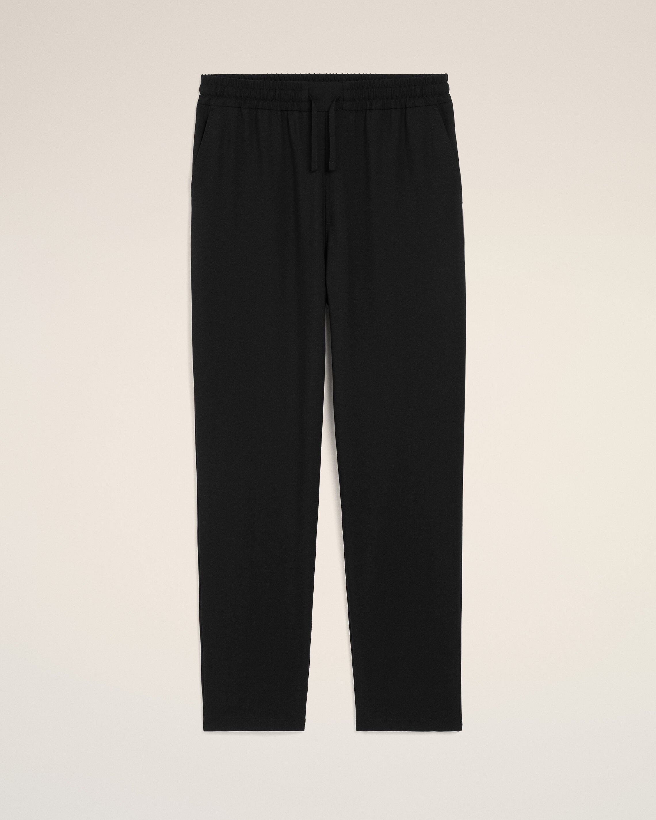 Black New Wool Elasticated Waist Trousers - 1