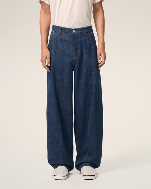 Blue Cotton Balloon Fit Jeans - 3 - Ami Paris