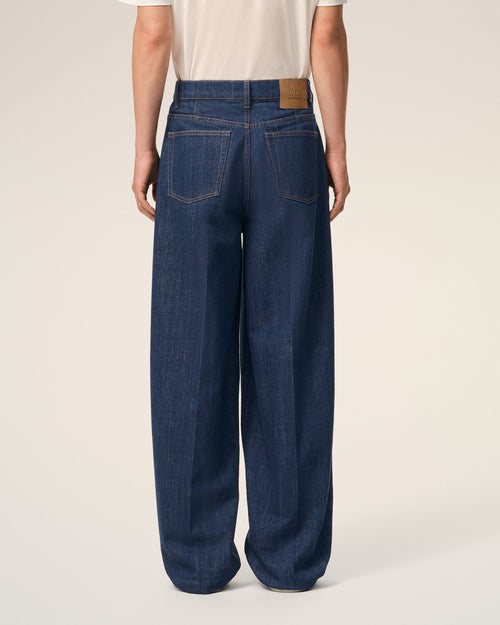 Blue Cotton Balloon Fit Jeans - 4 - Ami Paris