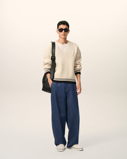 Blue Cotton Balloon Fit Jeans - 1 - Ami Paris